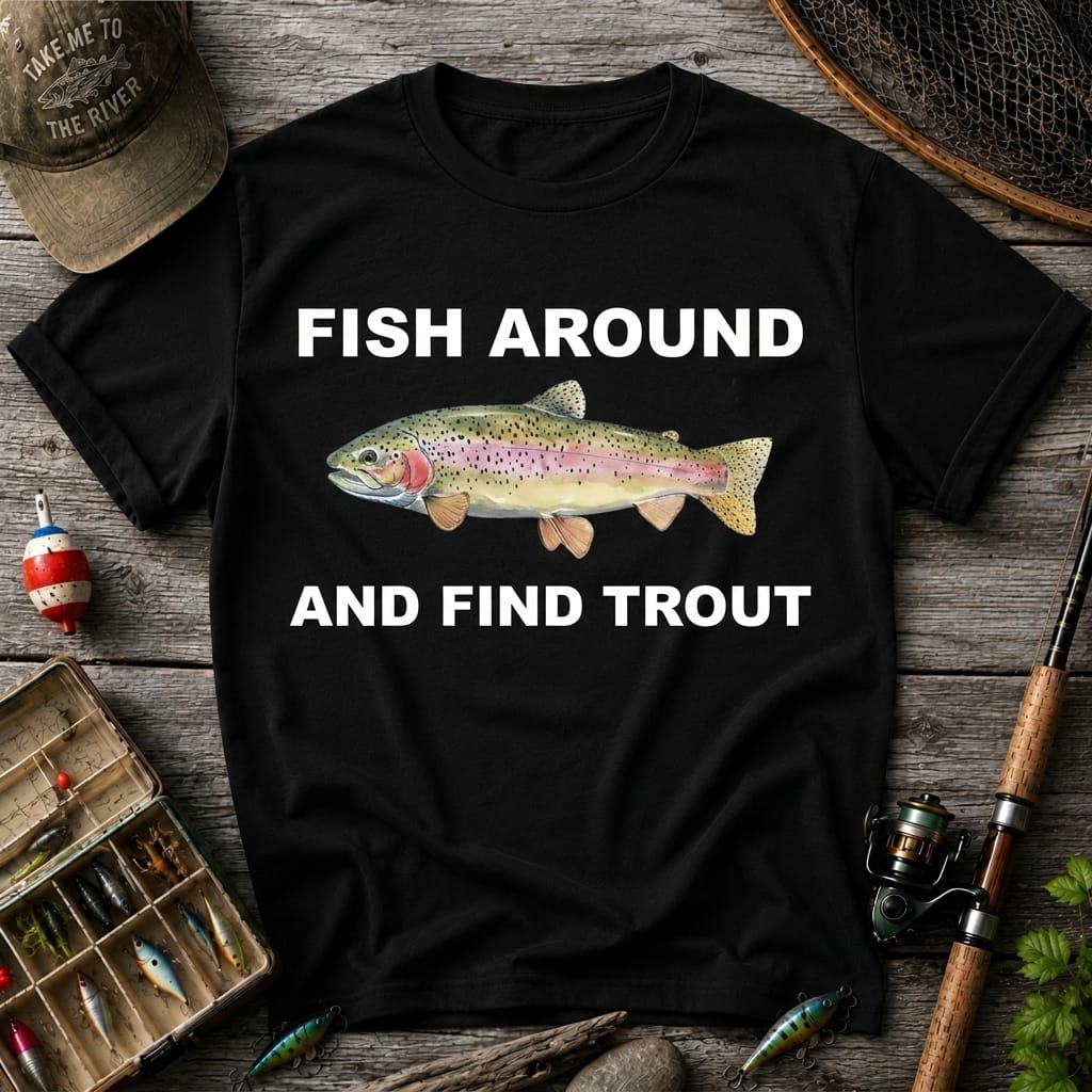 Fish Around And Find Trout Funny Rainbow Trout Fishing T Shirt