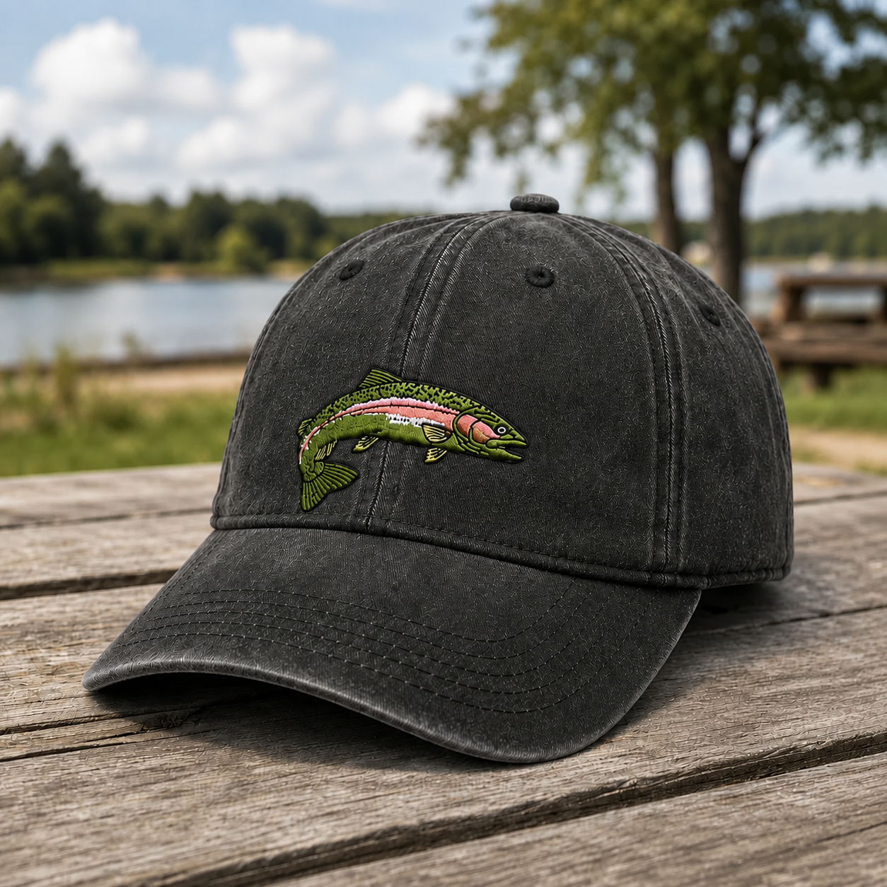 RAINBOW TROUT HAT - One Embroidered Men Women Fish Wildlife Cap