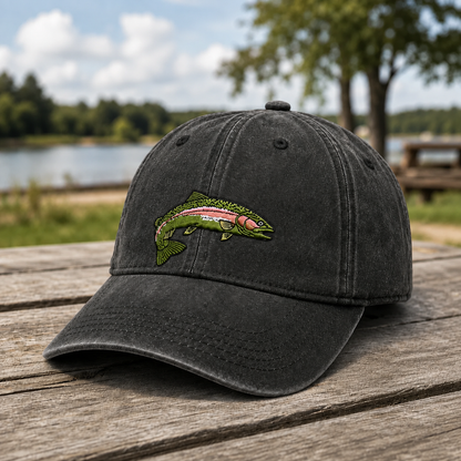 RAINBOW TROUT HAT - One Embroidered Men Women Fish Wildlife Cap