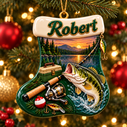 Personalized Name Fishing Wader Ornament, Christmas Gift for Fisherman