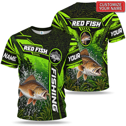 Personalized Neon Green Bass and Lure Fishing T-Shirt