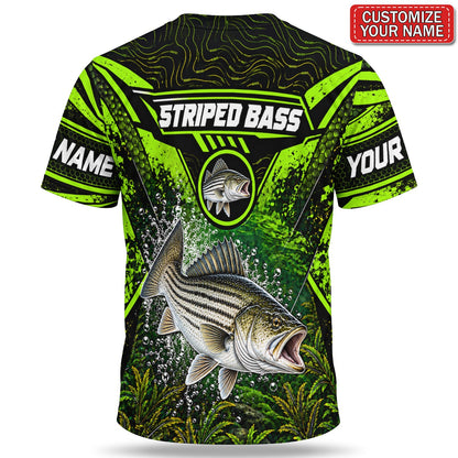 Personalized Neon Green Bass and Lure Fishing T-Shirt