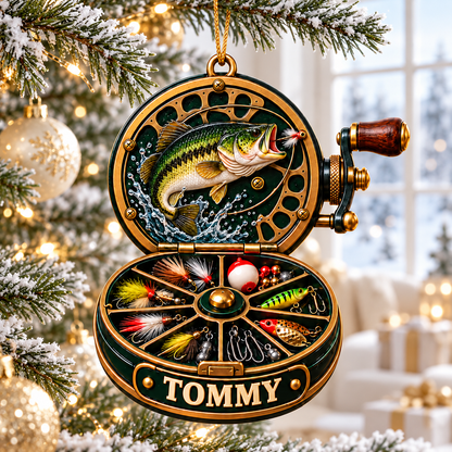 Custom Fishing Reel Acrylic Ornament, Xmas Gift for Fisherman