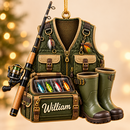 Custom Name Fishing Ornament, Christmas Gift for Fisherman