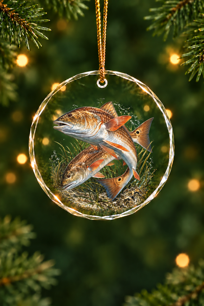 Golden Hour Redfish Marsh Glass Ornament, Saltwater Fishing Christmas Keepsake