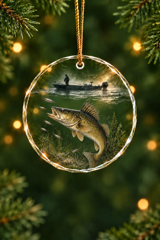 Foggy Aluminum Morning Glass Ornament, Fisherman Christmas Gift