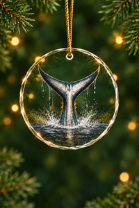 Tuna Tail Grunge Glass Ornament, Fisherman Christmas Gift