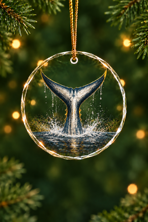 Tuna Tail Grunge Glass Ornament, Fisherman Christmas Gift