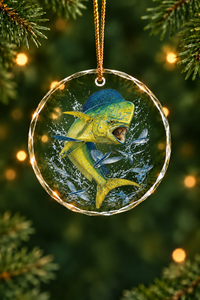 Mahi Surge Current Glass Ornament, Fisherman Christmas Gift