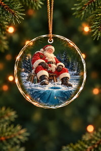 Sleeping Santa Ice Trout Glass Ornament, Fisherman Christmas Gift