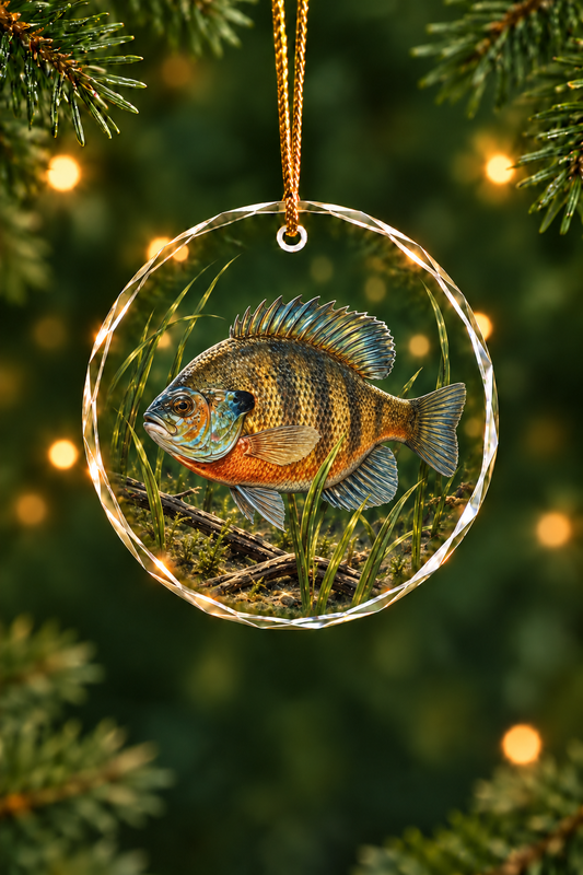 Sunlit Shallows Bluegill Glass Ornament, Angler Holiday Tree Decor