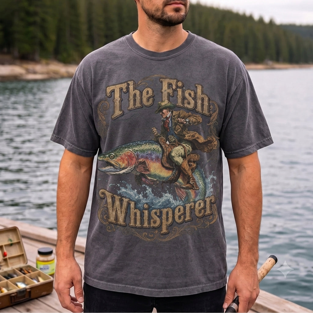The Fish Whisperer Vintage Fishing T Shirt | Trout Angler Graphic Tee