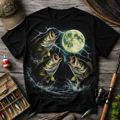 Bass Fish Moon 90s Vintage Graphic T Shirt