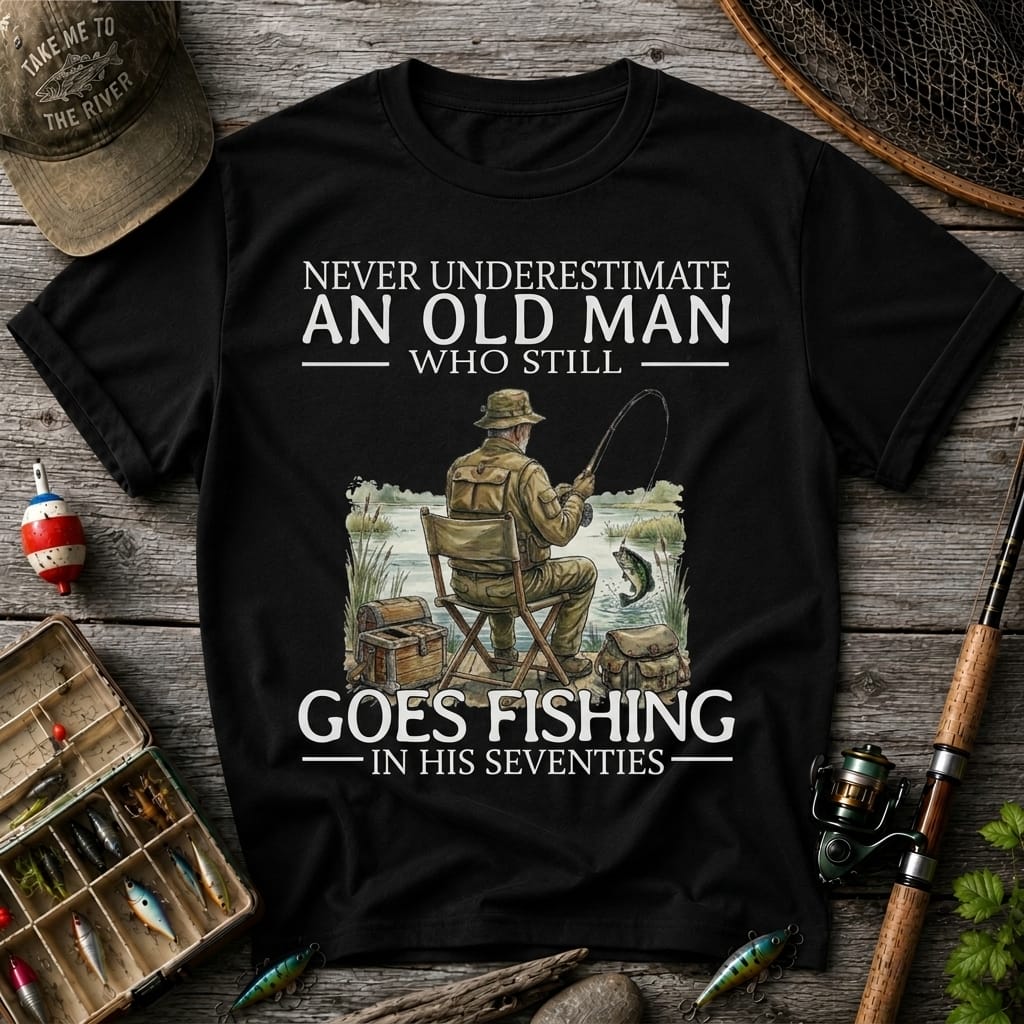 Never Underestimate An Old Man Fishing T Shirt