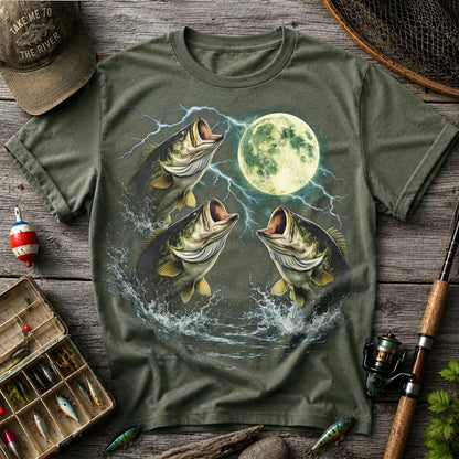 Bass Fish Moon 90s Vintage Graphic T Shirt