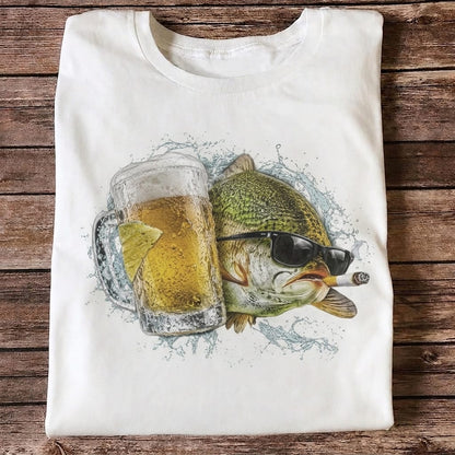 Funny Bass Fishing T Shirt | Beer Loving Fish Graphic Tee