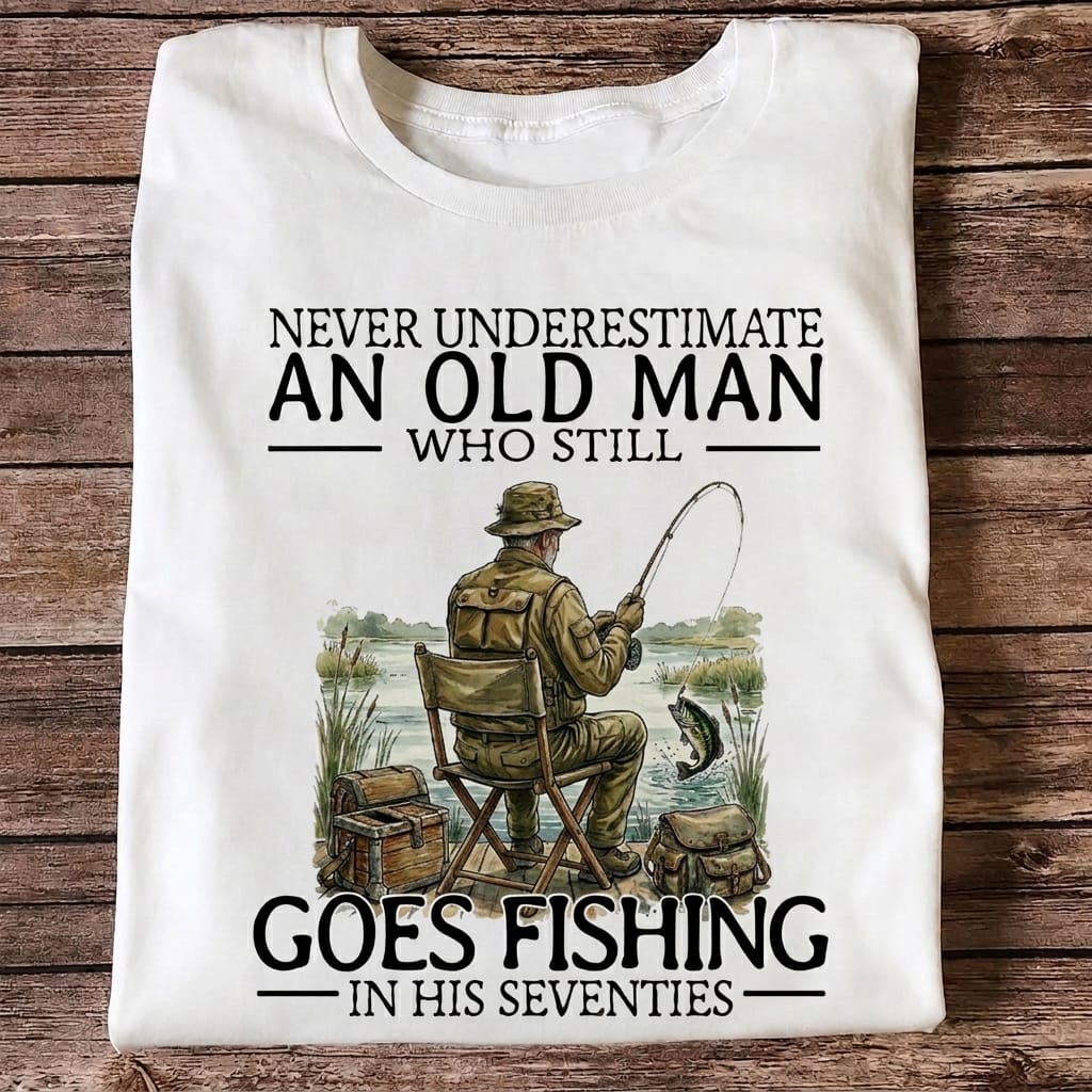 Never Underestimate An Old Man Fishing T Shirt
