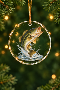 Splash Breaker Largemouth Bass Glass Ornament, Fishing Christmas Tree Keepsake