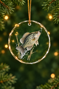 Reed Rise Black Crappie Glass Ornament, Fishing Christmas Tree Keepsake
