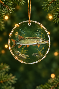 Shadow Cruise Muskie Glass Ornament, Fisherman Christmas Gift