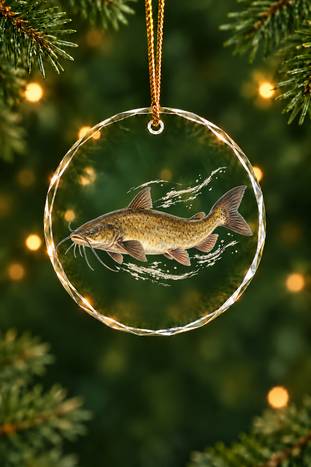 Current Run Channel Catfish Glass Ornament, Angler Holiday Tree Decor