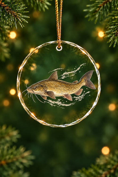 Current Run Channel Catfish Glass Ornament, Angler Holiday Tree Decor