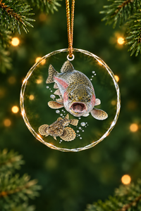 Sculpin Ambush Rainbow Trout Glass Ornament, Fisherman Christmas Gift