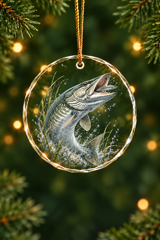Ghost Bay Musky Glass Ornament, Fisherman Christmas Gift
