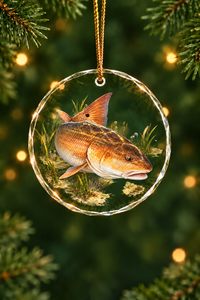 Marsh Dusk Redfish Glass Ornament, Fisherman Christmas Gift