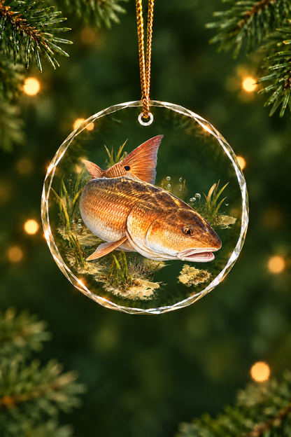 Marsh Dusk Redfish Glass Ornament, Fisherman Christmas Gift