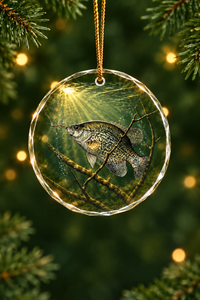 Sunlit Timber Crappie Glass Ornament, Fisherman Christmas Gift