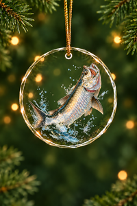 Silver King Tarpon Glass Ornament, Fisherman Christmas Gift