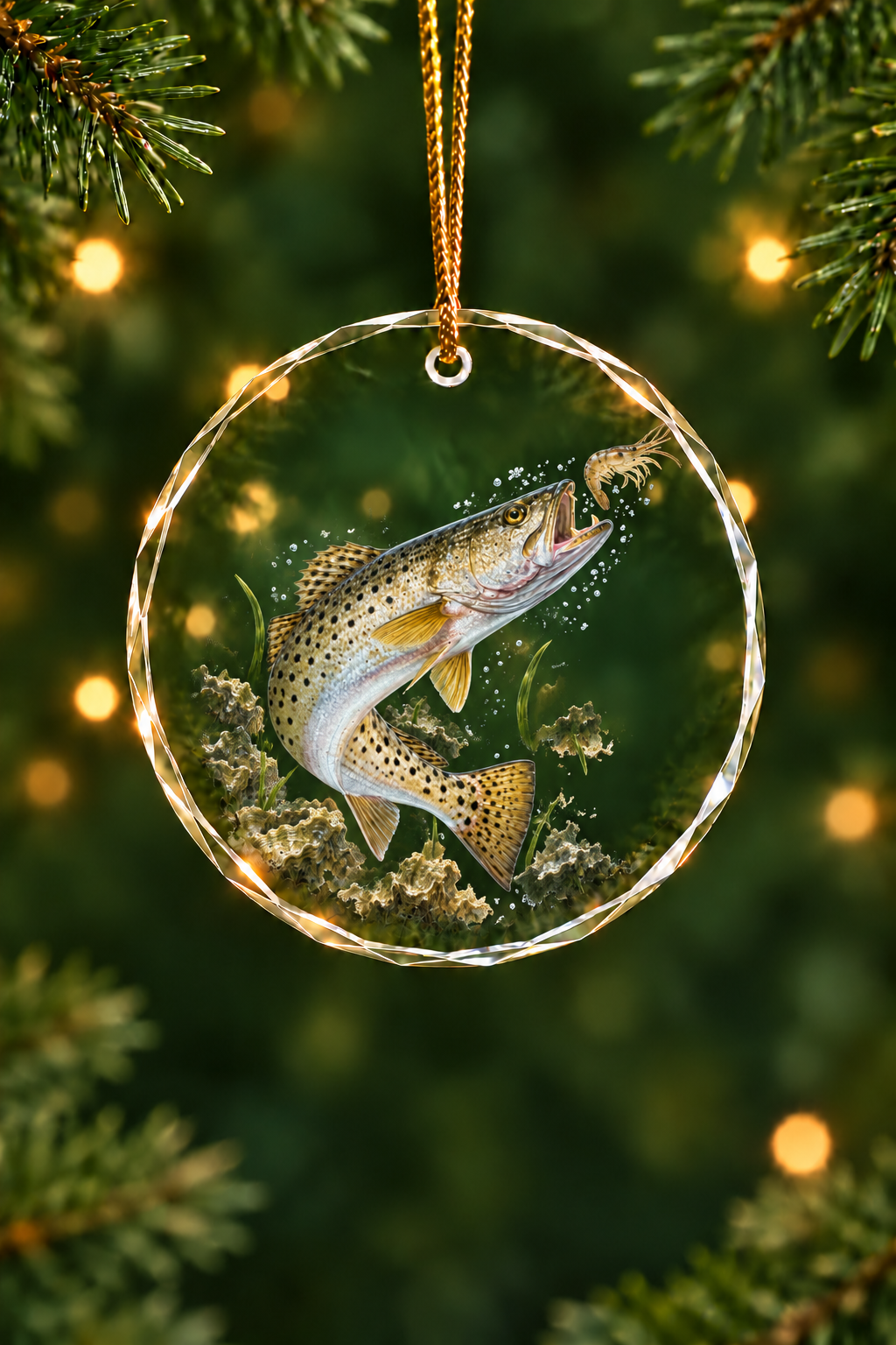 Oyster Bar Speckled Trout Glass Ornament, Saltwater Fishing Christmas Keepsake