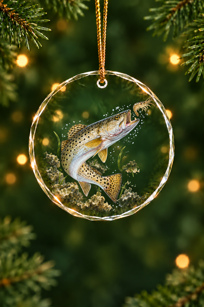 Oyster Bar Speckled Trout Glass Ornament, Saltwater Fishing Christmas Keepsake