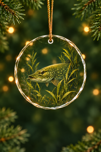 Marsh Pike Ambush Glass Ornament, Fisherman Christmas Gift