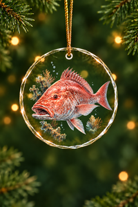 Reef Wreck Red Snapper Glass Ornament, Angler Holiday Tree Decor