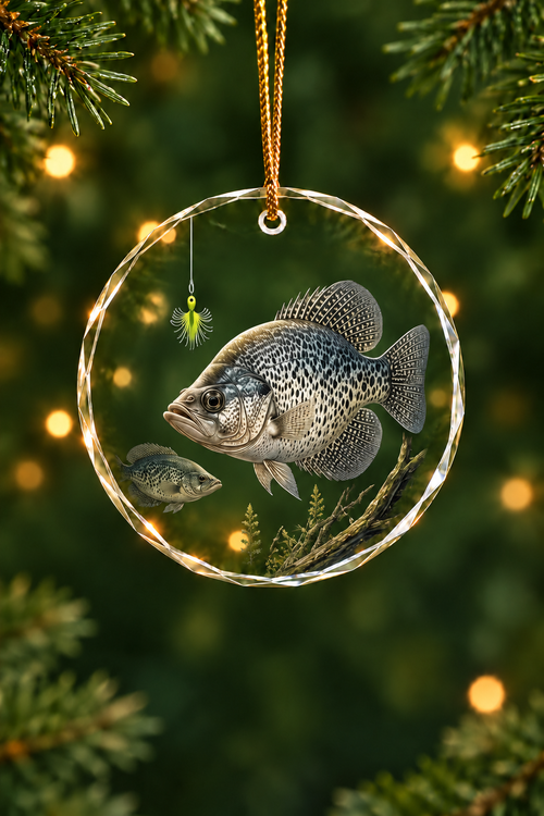 Timberline Slab Crappie Glass Ornament, Fishing Christmas Tree Keepsake