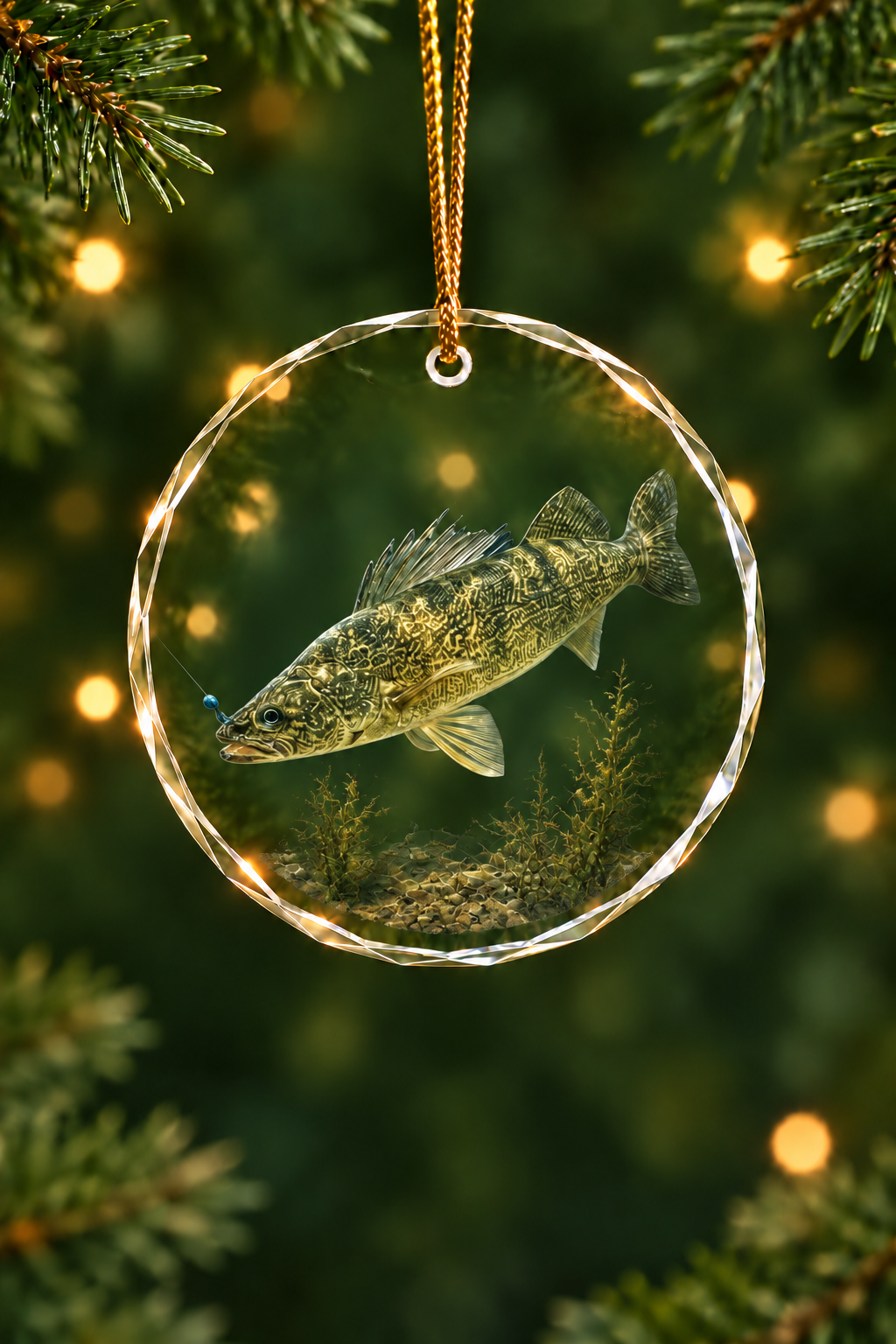 Stillwater Walleye Glass Ornament, Angler Holiday Tree Decor
