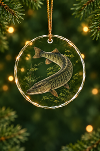 Green Weed Musky Glass Ornament, Fisherman Christmas Gift