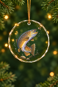Ozark Current Crown Brown Glass Ornament, Fisherman Christmas Gift