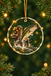 Dock Lights Bass Glass Ornament, Fishing Christmas Tree Keepsake