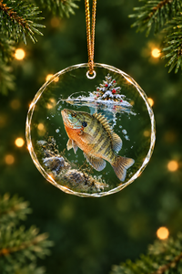Frozen Pond Bluegill Glass Ornament, Angler Holiday Tree Decor