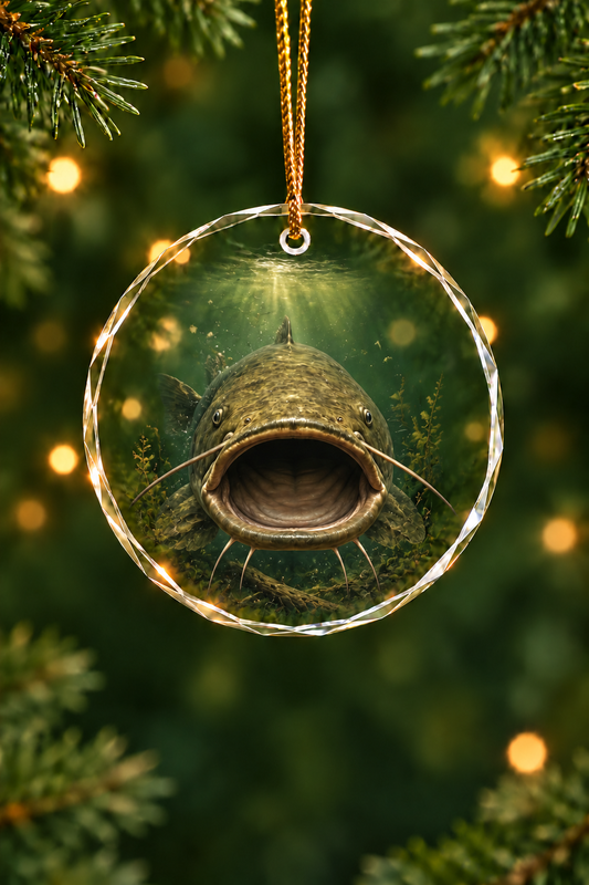 Mudjaw Front Strike Glass Ornament, Fisherman Christmas Gift