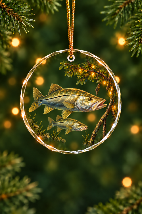 Mangrove Lights Snook Glass Ornament, Angler Holiday Tree Decor