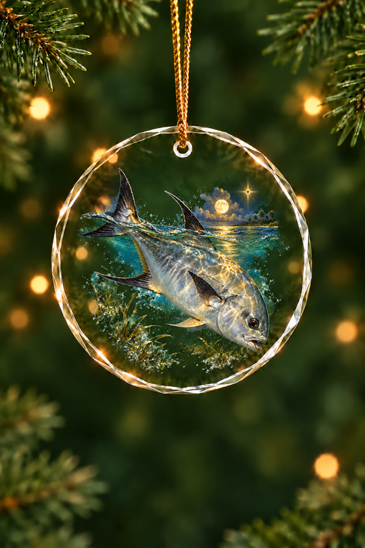 Starry Flat Permit Glass Ornament, Fisherman Christmas Gift