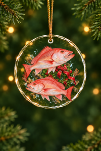 Wreck Wreath Red Snapper Glass Ornament, Angler Holiday Tree Decor