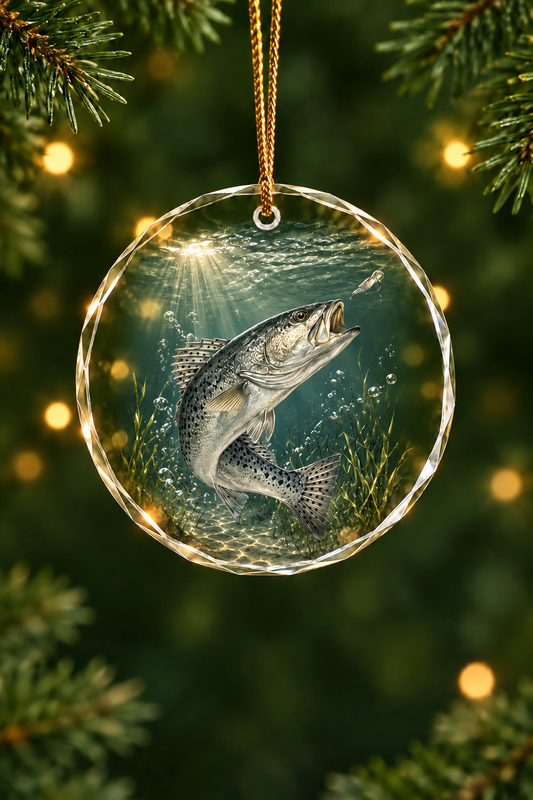 Silverline Speckled Trout Glass Ornament, Angler Holiday Tree Decor