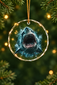 Great White Drift Glass Ornament, Angler Holiday Tree Decor
