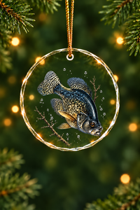 Sunlit Flooded Crappie Glass Ornament, Angler Holiday Tree Decor