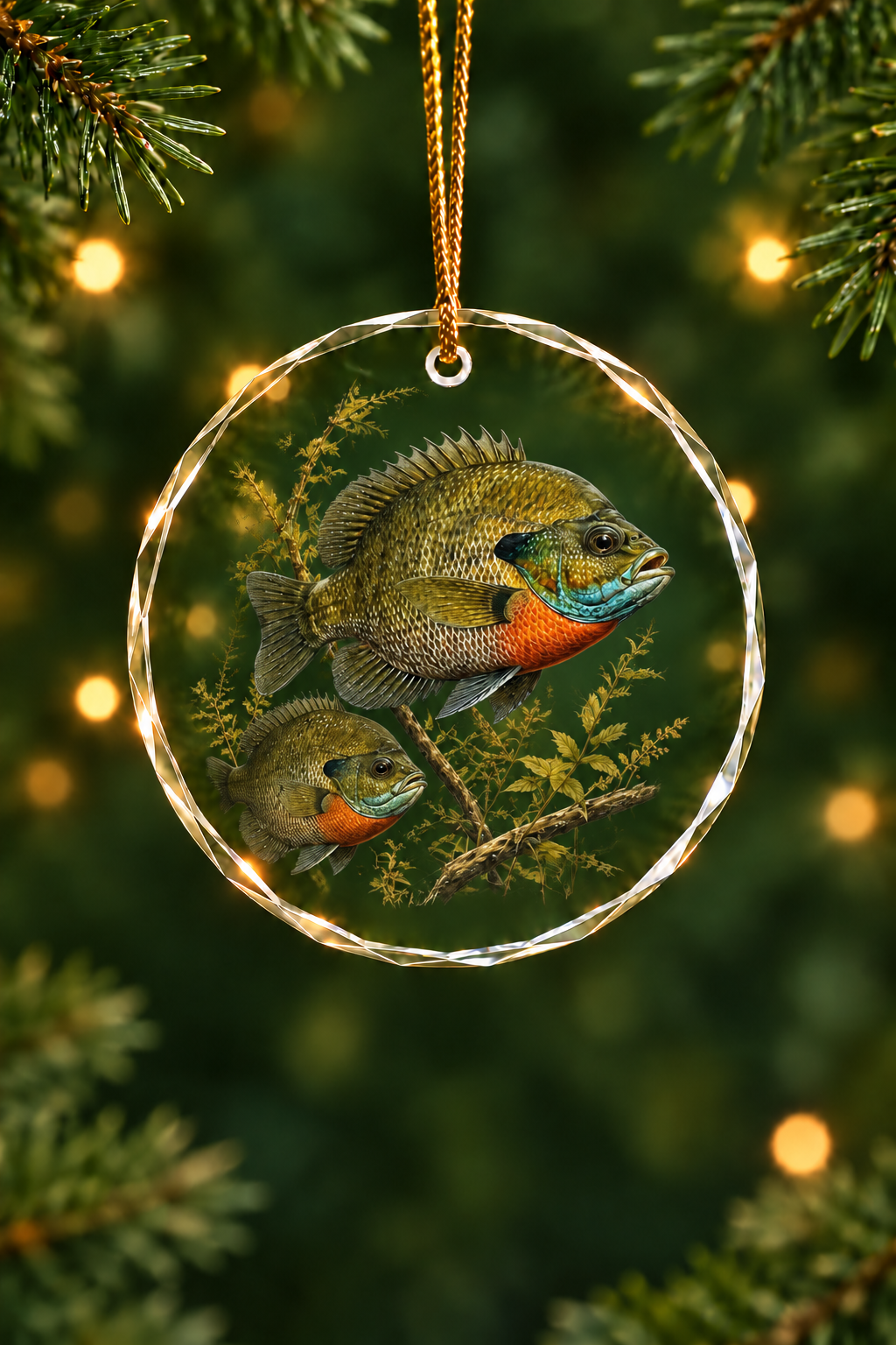 Sunlit Shallows Bluegill Glass Ornament, Fisherman Christmas Gift